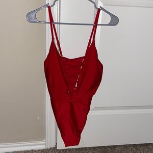 Red one piece swimsuit